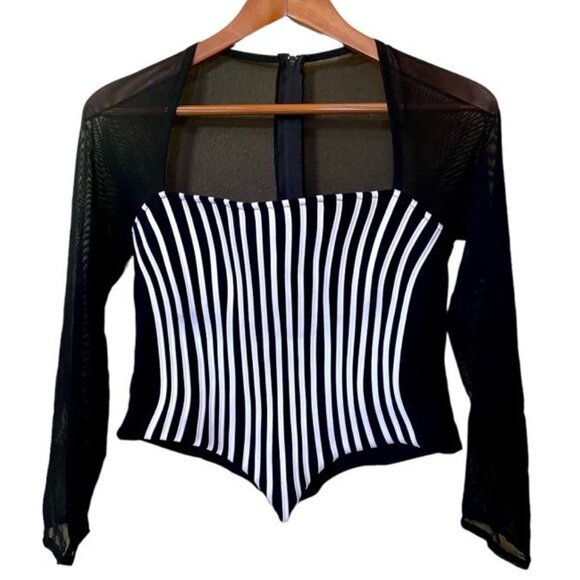 Joseph Ribkoff Tops - Vintage Ribkoff Trends Couture Striped Corset Bustier Y2K Mesh Top Size 10